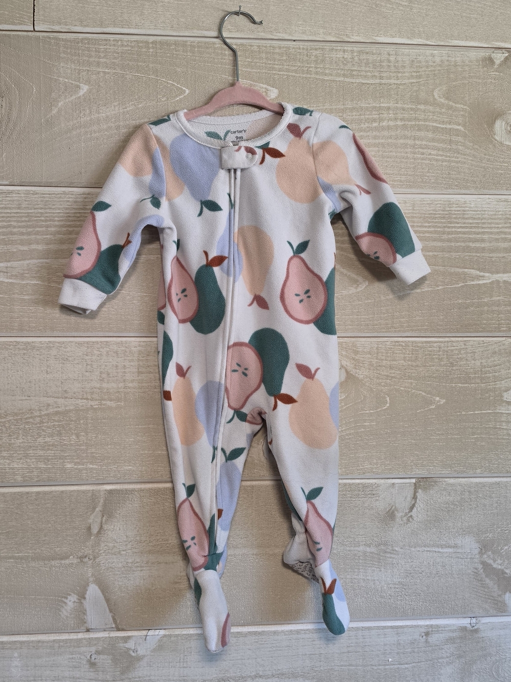 Carter's White Footed One-Piece with Pastel Pear Print